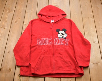 Vintage 1990s Mickey Mouse Graphic Hoodie / 90s Fleece Hoodie / Vintage Sweater / 90s / Embroidered / Mickey Mouse
