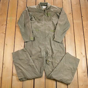 Vintage 1992 US Military Flyer Coverall Jumpsuit / Vintage Coveralls / Militaria / Distressed Coveralls / Sage Green / Fire Resistant