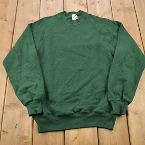 Vintage 1990s Blank Forrest Green Jerzees Crewneck Sweatshirt / 90s Crewneck / Made In USA / Essential / Streetwear / 90s Blank