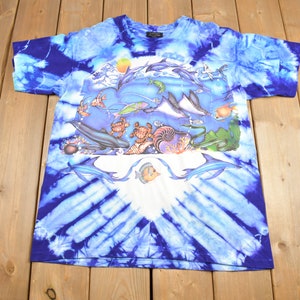 Vintage 1993 Ocean Theme Sea Life Tie Dye T Shirt / Single Stitch / Ocean Life Theme / Streetwear / Made In USA