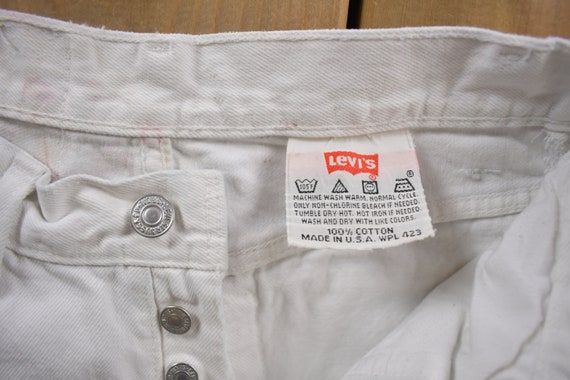 Vintage 1980s Levi's 501 Red Tab White Denim Jean… - image 5