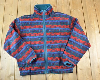 Vintage 1990s LL BEAN Multicolor Fleece Jacket Small Ll Bean Usa