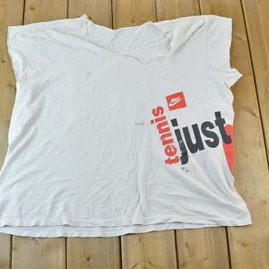 Vintage 1980s Nike Tennis Graphic T-Shirt / Swoosh / Nike Swoosh / Nike Vintage / Small Swoosh / Big Swoosh / Nike Check