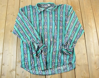 Vintage 1990s Revenge Abstract Button Up Shirt / Vintage Flannel / Plaid Button Up / Cowboy Shirt / Preppy Button Up