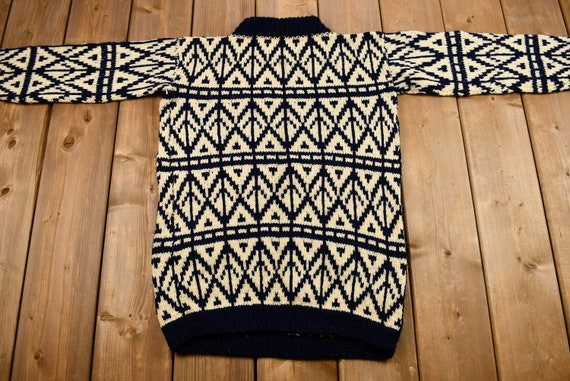 Vintage 1960s Abstract Hand-Knit Mock-Neck Sweate… - image 3