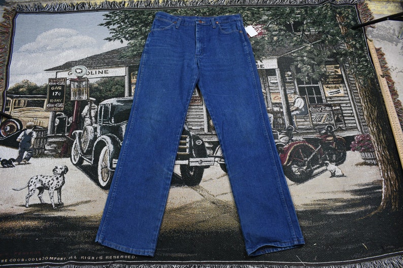 Vintage Wrangler 1980s Denim Pants Jeans Streetwear Fashion Bottoms Trousers Brand Logo Patch Retro Style