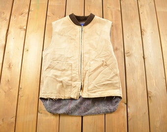 Vintage 1980s Big Smith On The Job Wear Blanket Lined Work Vest / Distressed Work Vest / Made In USA / Vintage Workwear