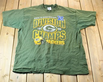 Vintage 1996 Green Bay Packers Back-To-Back Schließung Schließung Schließung Naht NFL Fußball T-Shirt Made In USA