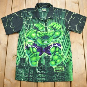 Vintage 2002 the Incredible Hulk All Over Print Button up T-shirt ...