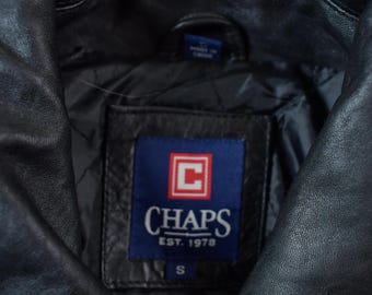 Vintage 1990s Chaps Leather Zip up Jacket / Fall Outerwear