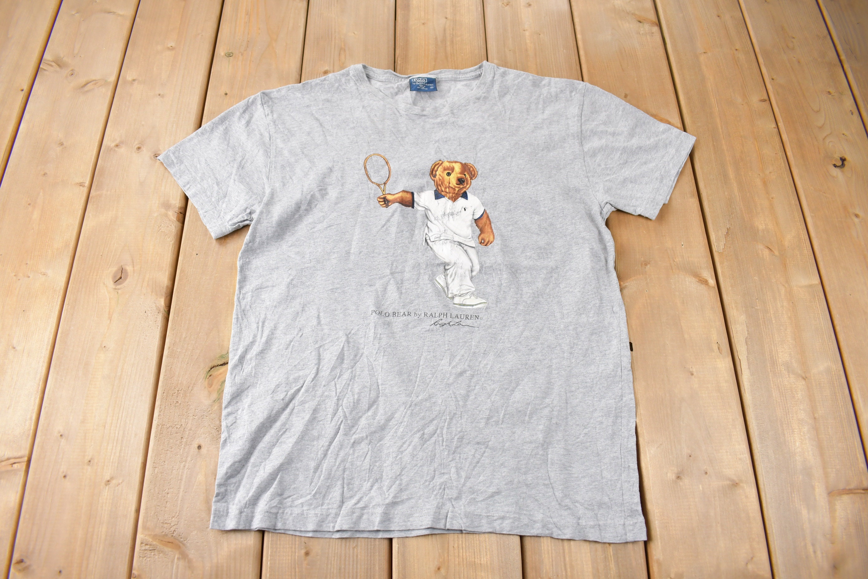 Vintage 1990s Polo Bear by Ralph Lauren Tennis Graphic T