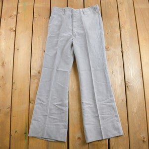Vintage 1970s Pleated Flared Trousers Size 31 x 29 / American Vintage / True Vintage / 1970s Pants / Flares / Flare / Blue / Made in USA