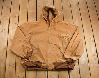 Vintage 1990s Carhartt Hooded Work Jacket / Made in USA / Workwear / Streetwear / 90s / Naturally Distressed Carhartt / Vintage Work Wear