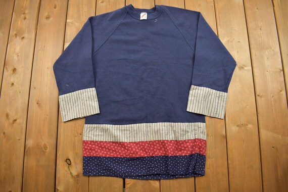 Vintage 1990s Cute Jerzees Patchwork Crewneck Swe… - image 1