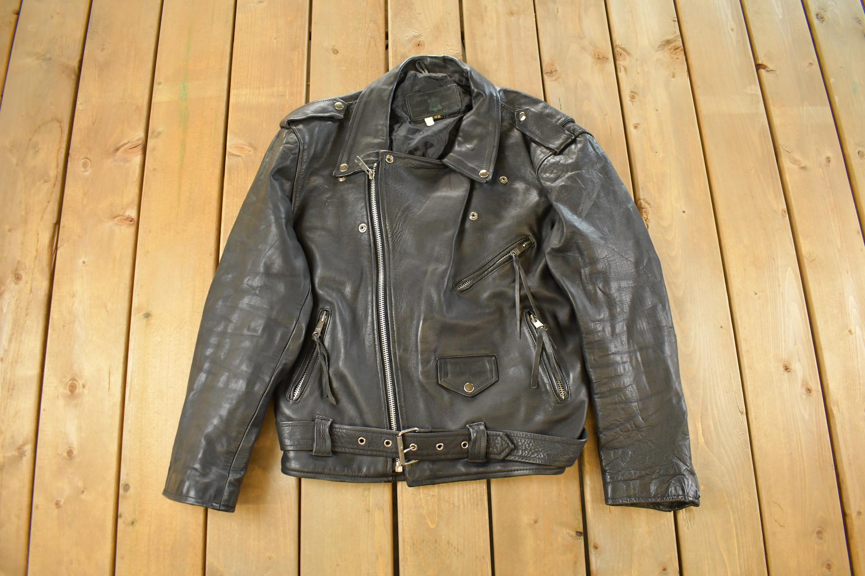 Vintage 1990s Jarvis Bond Leather Biker Jacket Men's Large/ Fall