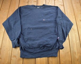 Vintage 90s Champion Reverse Weave Stitched C Spell Out Navy Blue