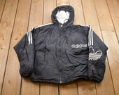 Vintage 1990s Adidas Windbreaker Jacket Embroidered Logo Athletic Spring Summer Sportswear Streetwear Athleisure
