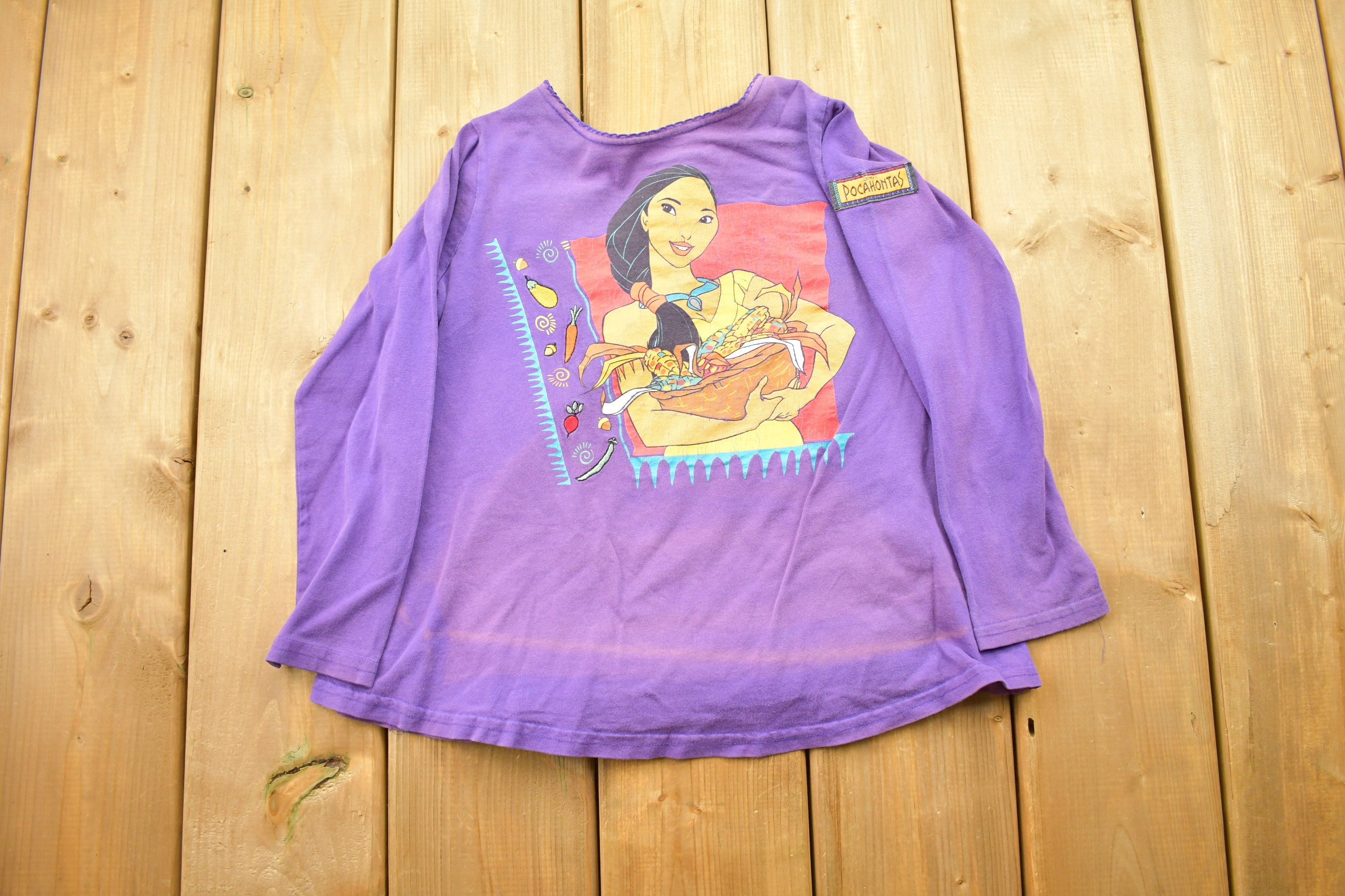 Vintage 1990s Disney Pocahontas Long Sleeve Youth Size T-shirt 