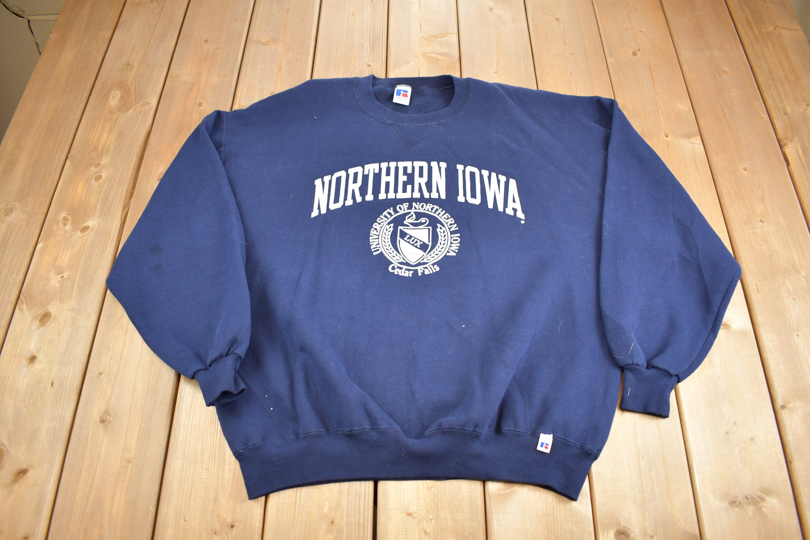 Vintage 1990s University of Northern Iowa Crewneck Sweatshirt Cedar Falls Russell Athletics Made in USA Etsy