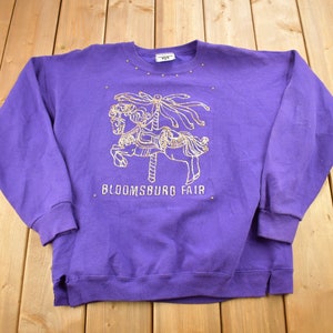 Sudadera vintage de cuello redondo con estampado de la Feria de Bloomsburg, años 90 / Cuello redondo de los 90 / Fabricada en EE. UU. / Ropa urbana / Bordada