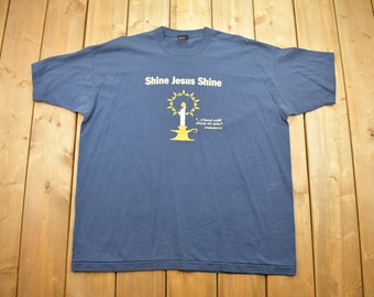 Vintage 1990s Shine Jesus Shine Religious Graphic T Shirt Mens XL / 90s / Streetwear Fashion / Single Stitch / Bible Verse / Made In USA
