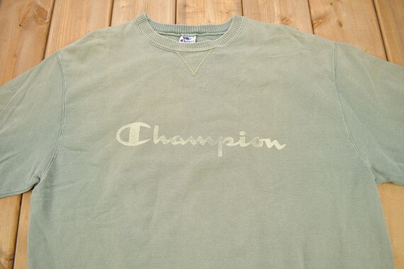 Vintage 1990s Champion Teal Crewneck Sweatshirt /… - image 3