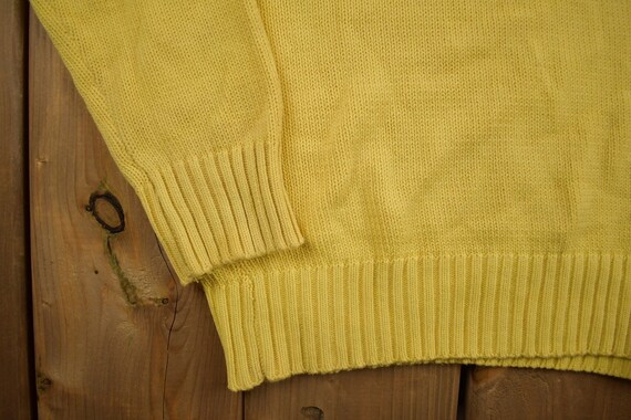 Vintage 1990s Claybrooke Yellow Knit Crewneck Swe… - image 3