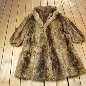 Vintage 1970s Brown Racoon Fur Coat / Vintage Fur Jacket / Authentic Fur / True Vintage