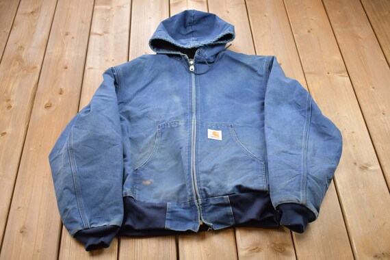 Vintage 1990s Carhartt Hooded Denim Jacket / Workwear / - Etsy Norway