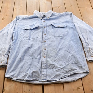 Vintage 1990s Blank Denim Button Up Shirt / 1990s Button Up / Vintage Jean Shirt / Basic Button Up / Vintage Denim / 90s Jean Button Up