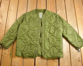 Small Short Vintage 70s US Army Military M-65 Field Jacket Olive Green Cold  Weather Air Force Reflective 