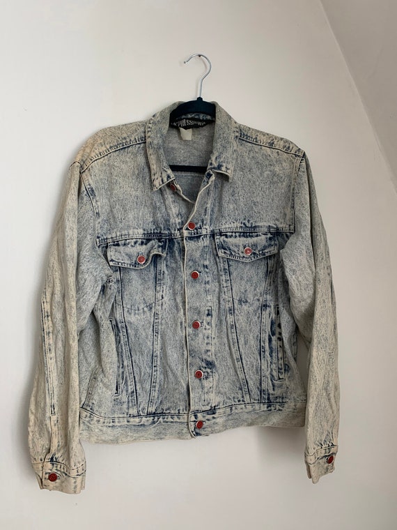 Acid Wash Denim Jacket / Expressions Jacket / Red