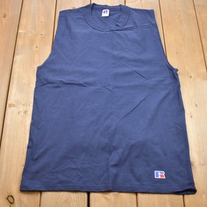 Vintage 1990s Russell Athletics Blank Navy Blue Tank Top / 90s Streetwear / Vintage Athleisure / Brand and Logo / Vintage Sportswear