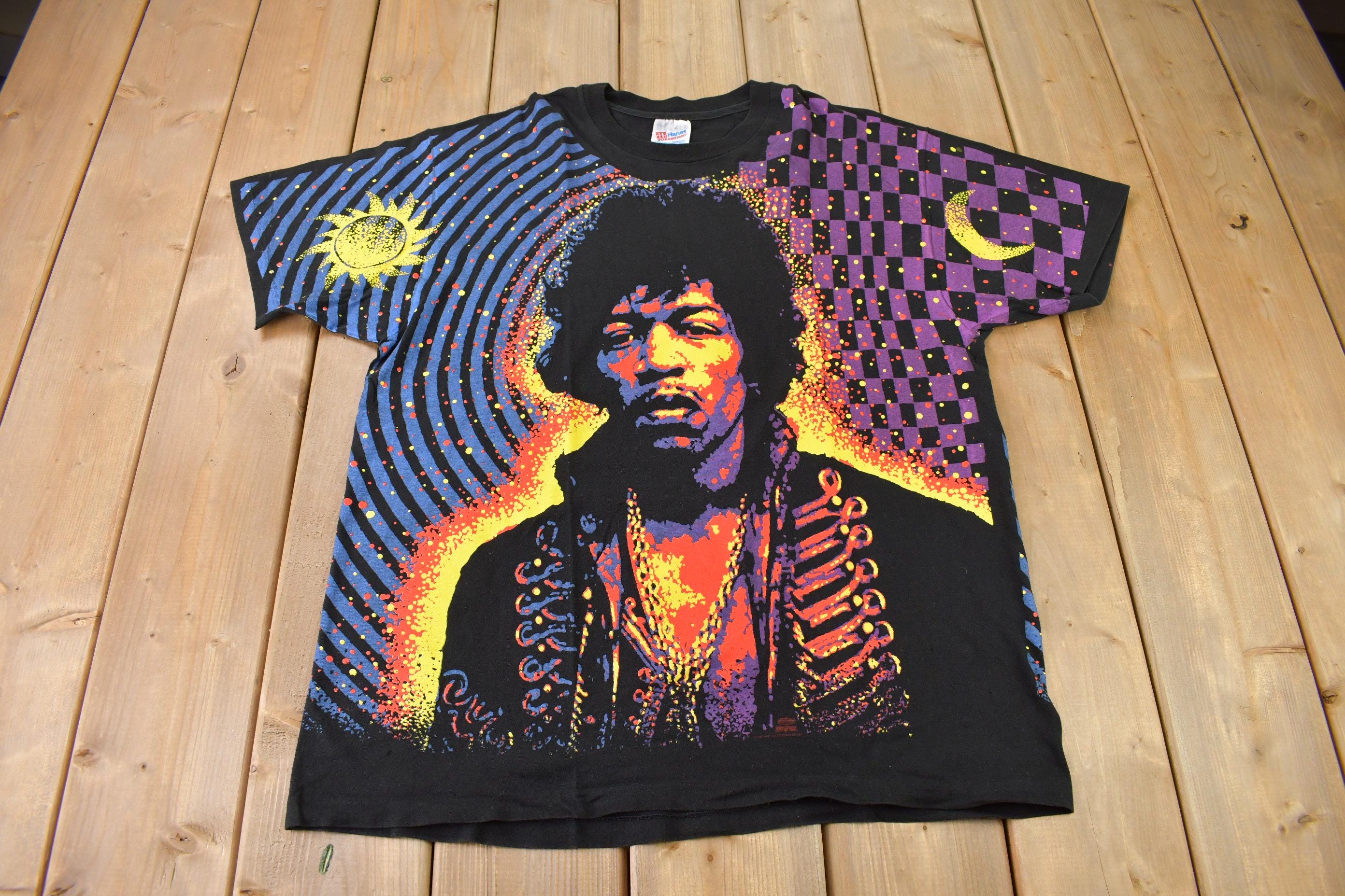 Vintage 1992 Jimi Hendrix Are You Experted? All Over Print Single Stitch Band T-Shirt / Made In USA / Große Grafik / Hendrix Tee / Größe XL