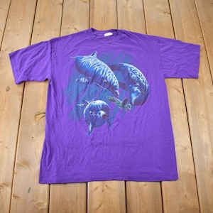 Vintage 1990s Dolphin Theme Single Stitch Graphic T-Shirt Made In USA