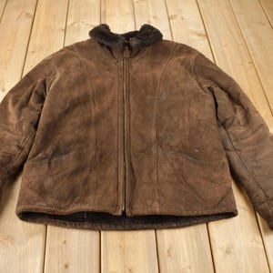 Vintage 1990s Hechter Jeans Authentic Shearling Zip Up Jacket Size L