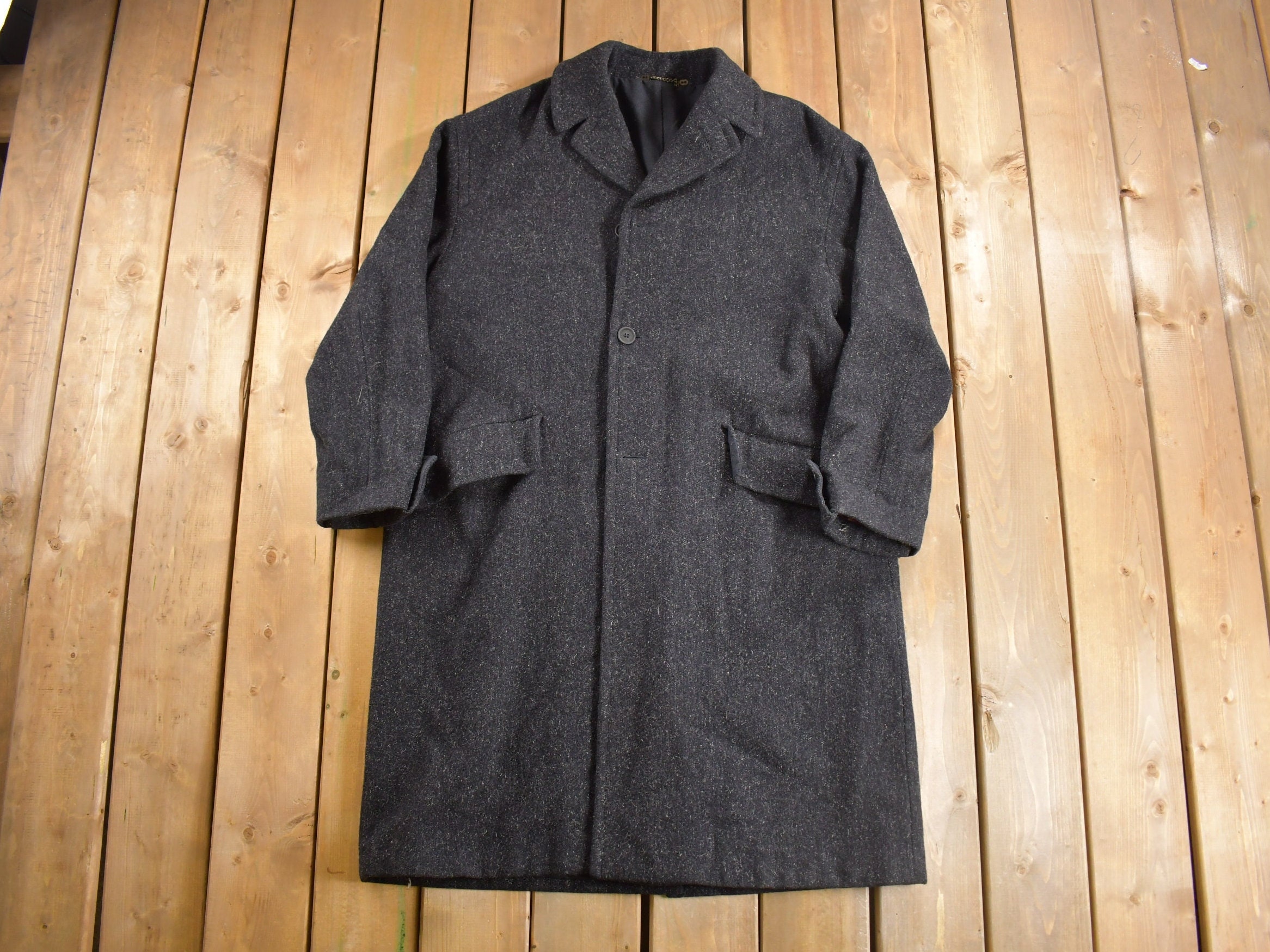 Vintage 1980s Wool Full Length Over Coat / Made in Italy / Long