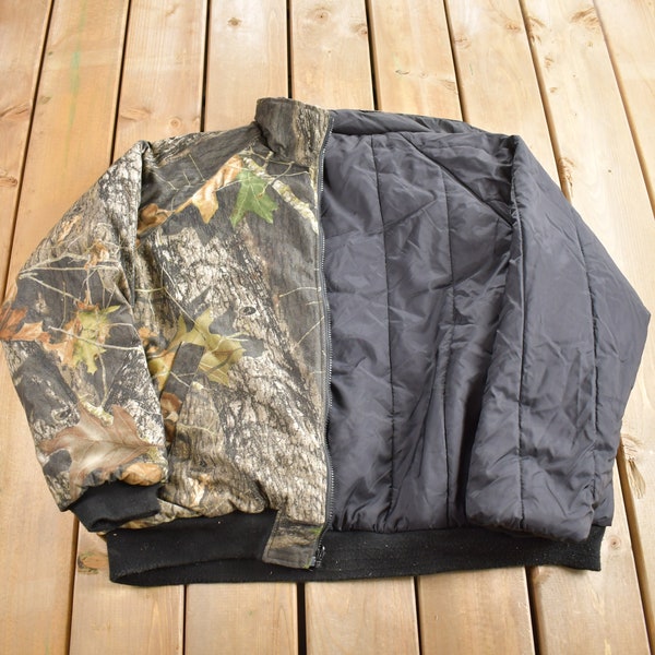 Vintage 1990s Wolf Mountain Mossy Oak Camo Reversible Jacket / Outdoorsman / Hunting Jacket / Streetwear / All Over Print / Size XL