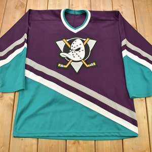 ANAHEIM MIGHTY DUCKS WILD WING VINTAGE 90s CCM AIR KNIT NHL HOCKEY JERSEY  LARGE