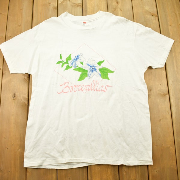 Vintage 1980s Browallia Flower Graphic T Shirt / Single Stitch / 80s / 90s / Streetwear Fashion / Made In USA