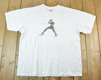 Vintage 1990s Nike Basketball Graphic T-Shirt Mens L / Swoosh / Nike Swoosh / Nike Vintage / Small Swoosh / Big Swoosh / Nike Check