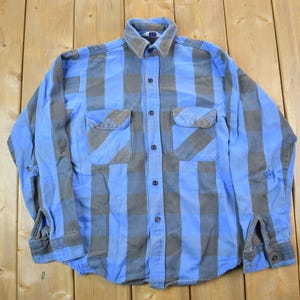 Vintage 1990s Blue Plaid Button Up Flannel Shirt