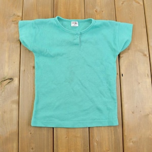 Vintage 1990s Our Girl Thermal Short Sleeve Quarter Button Up Shirt Made In USA / Kids Tee