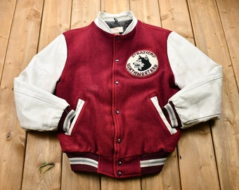 Vintage 1970s Distressed Stratford Northwestern Huskies Color Block Varsity Jacket / Football / Made in Canada / Souvenir / Prime Sports
