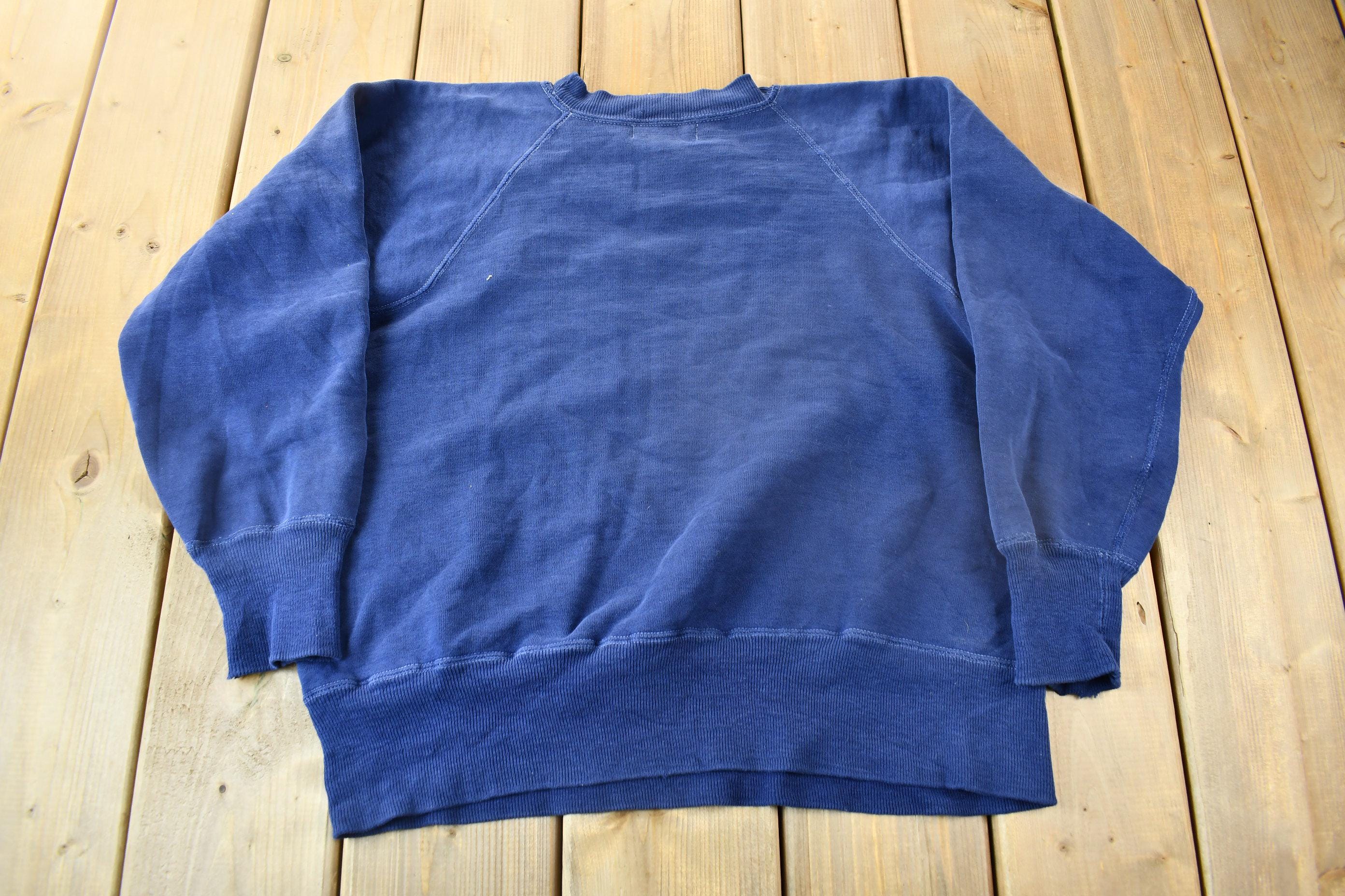 Vintage 1940s Akom Pep-shirt Blank Navy Blue Crewneck Sweatshirt 
