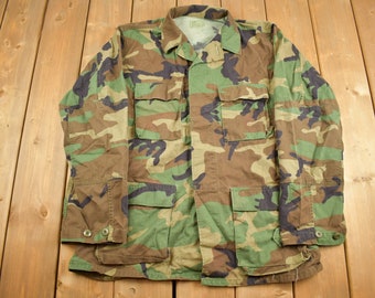 Vintage 1990 Army Woodland Camo Militär Feldjacke / Army Green / Vintage Armee / Militaria / Army Jacket /