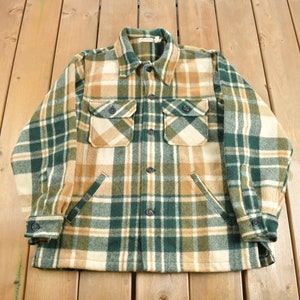 Vintage 1950s LL Bean Plaid Wool Button Up Shacket / True Vintage / Made In USA / Outdoorsman / 50s LL Bean / Hunting Shirt