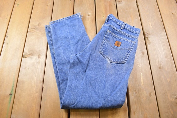 Vintage 1990s Carhartt Blue Work Jeans Size 32 x … - image 1