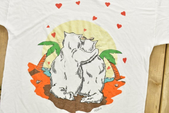 Vintage 1990's Cute Cats Graphic Animal Lounge T-… - image 3