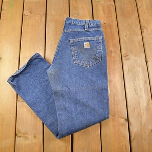 Vintage 1990s Carhartt Fire Retardant Work Jeans Size 33 x 32 / Carpenter Pants / Streetwear Fashion / Bottoms / Denim / Vintage Workwear